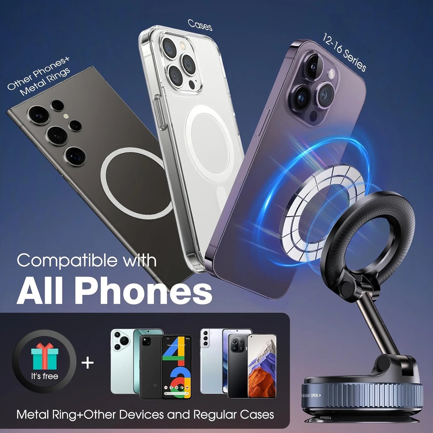 Weskur Super Strong N52 Magnetic Phone Holder, ABS, 360° Foldable Design