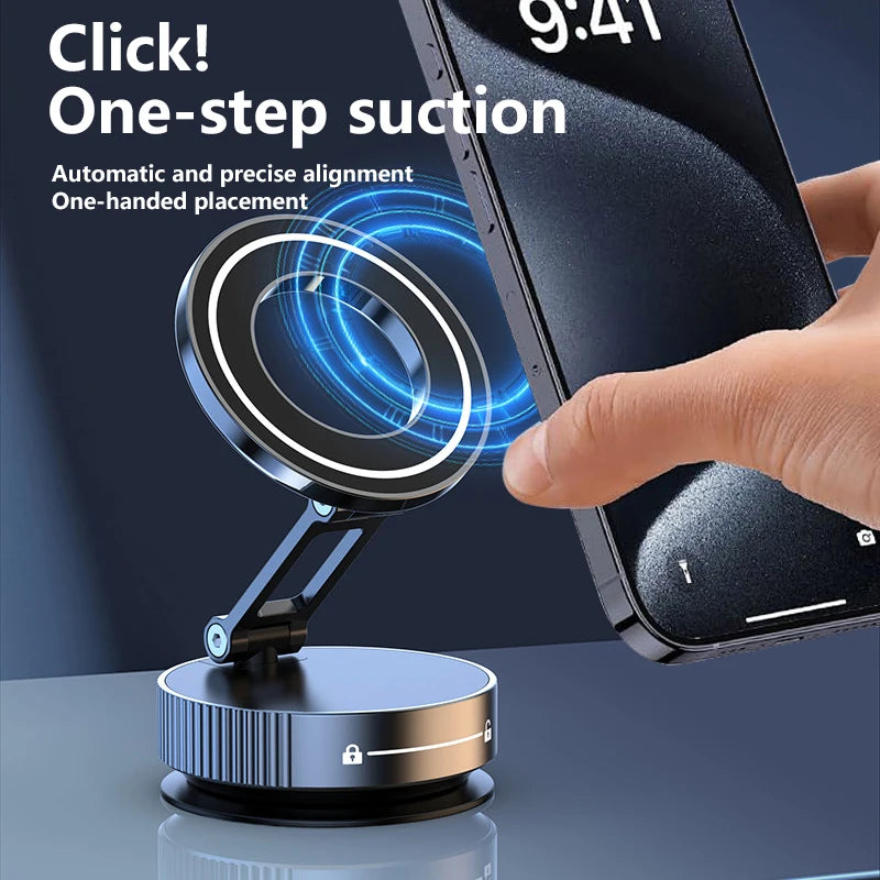 Weskur Vacuum Magnetic Car Phone Holder 360 ° Adjustable Suction Holder Pocket Sized Foldable