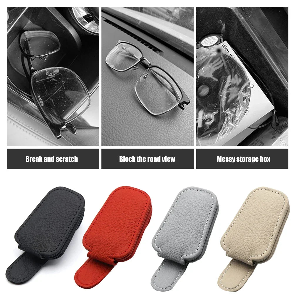 Magnetic Leather Eyeglass Hanger Clip Universal Car Hanger Clip For Cars Ticket Card Clip