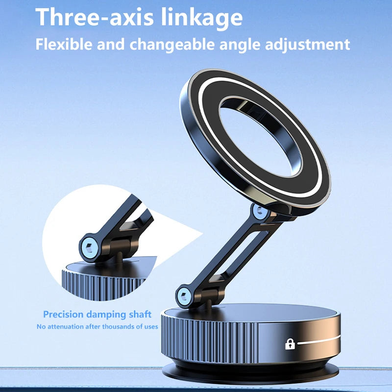 Weskur Vacuum Magnetic Car Phone Holder 360 ° Adjustable Suction Holder Pocket Sized Foldable
