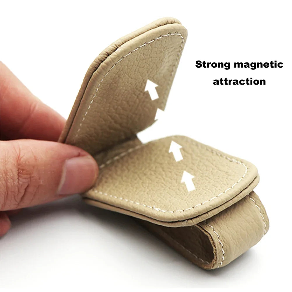 Magnetic Leather Eyeglass Hanger Clip Universal Car Hanger Clip For Cars Ticket Card Clip