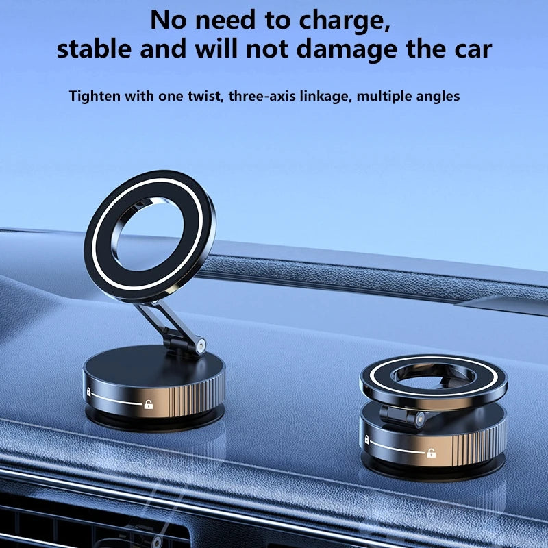 Weskur Vacuum Magnetic Car Phone Holder 360 ° Adjustable Suction Holder Pocket Sized Foldable