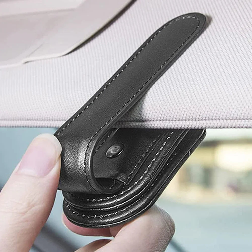 Magnetic Leather Eyeglass Hanger Clip Universal Car Hanger Clip For Cars Ticket Card Clip