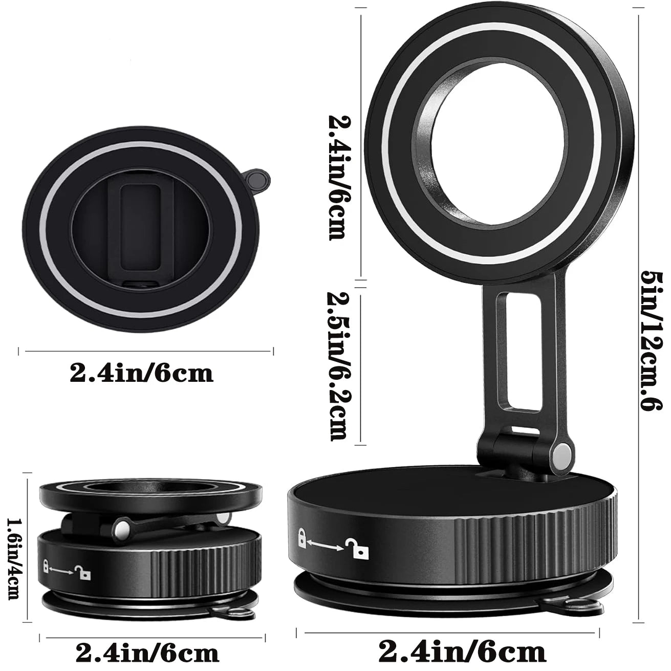 Weskur Super Strong N52 Magnetic Phone Holder, ABS, 360° Foldable Design